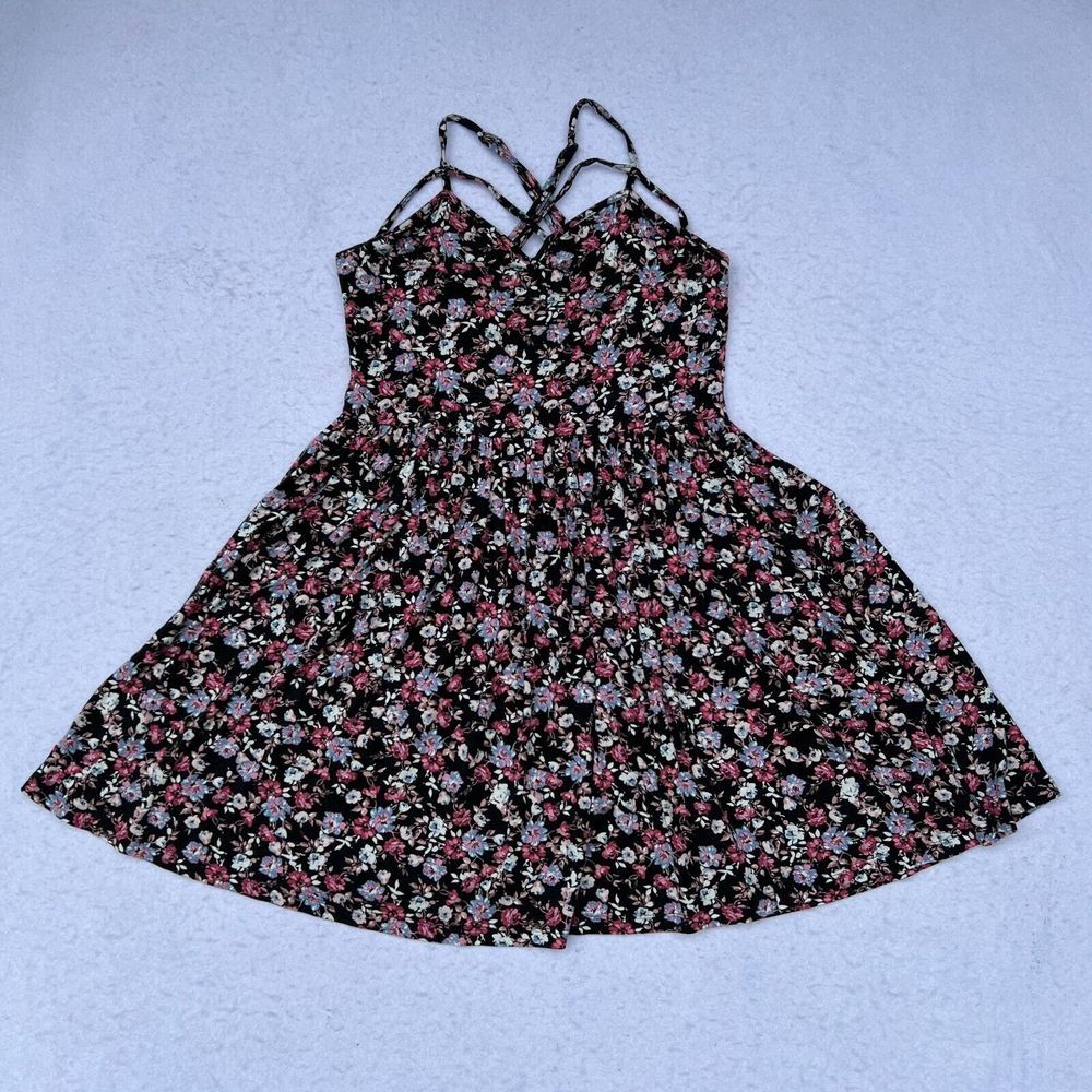 Womens American Eagle Soft and Sexy‎ Black Floral Mini Dress Size Medium EUC